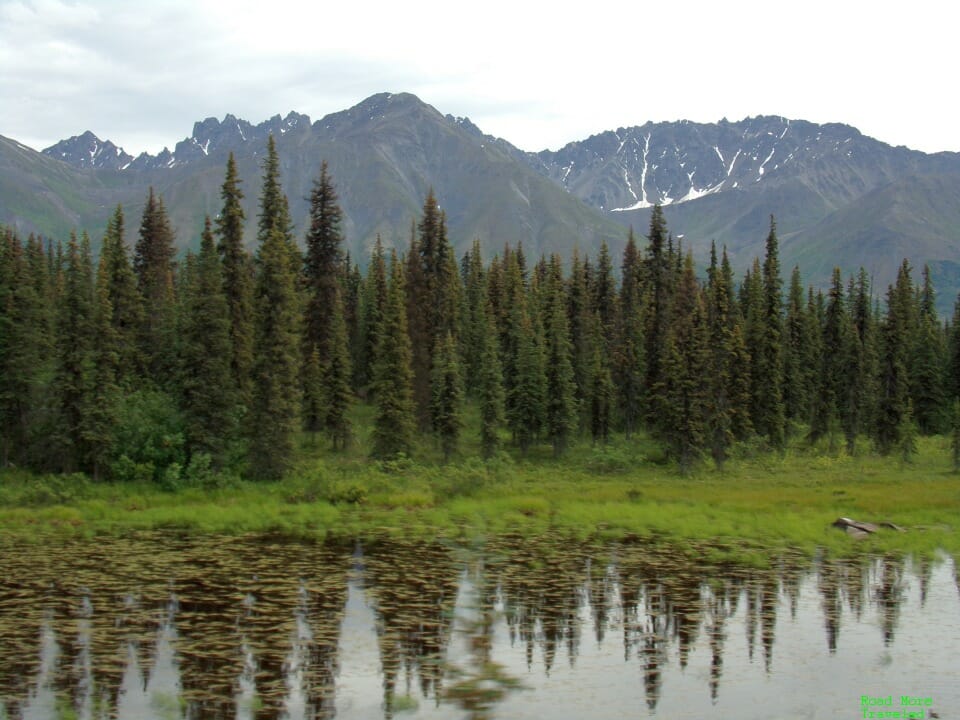 Alaska Railroad Denali Star Gold Star Class - Alaska Range north of Hurricane Gulch