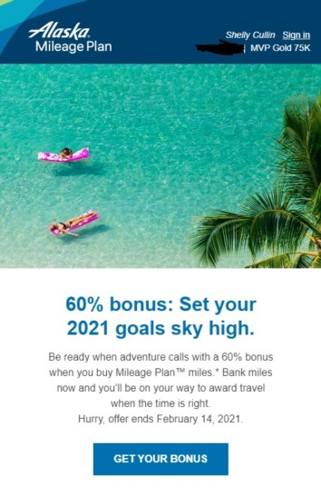 Buy Alaska Airlines Miles With Up To 60% Bonus Miles