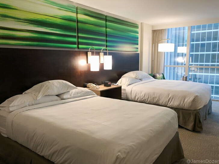 two beds in a hotel room