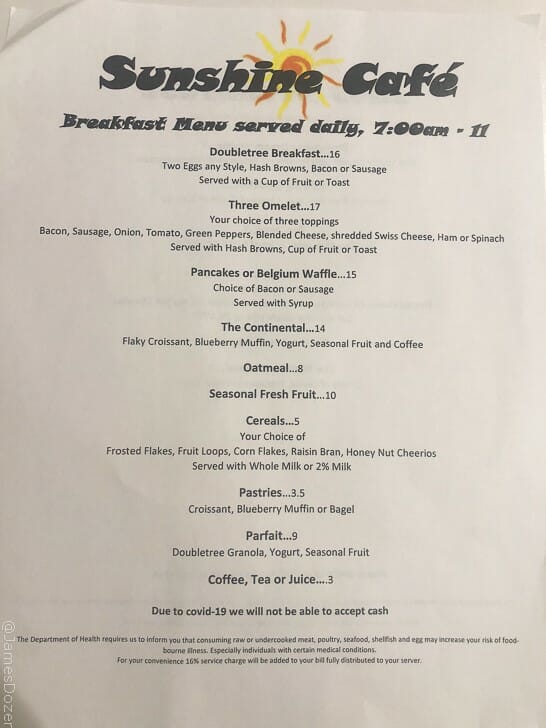 a menu of a breakfast cafe