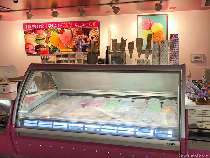 a display case with ice cream in it