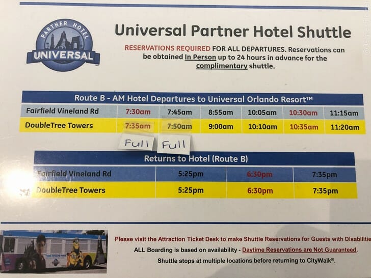 a sign with a schedule