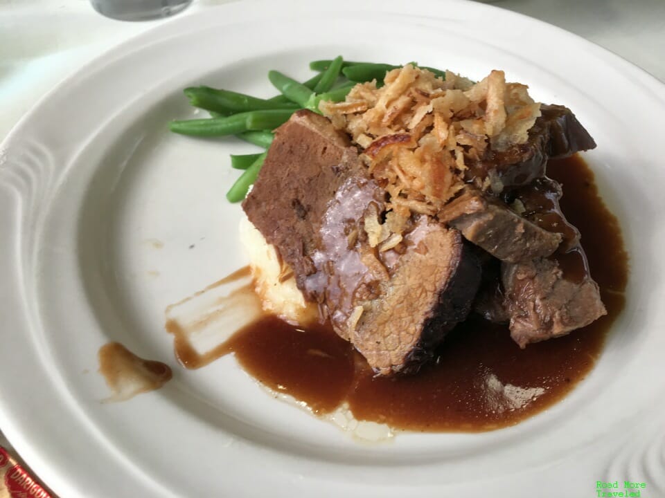 Alaska Railroad Denali Star Gold Star Class dining - pot roast