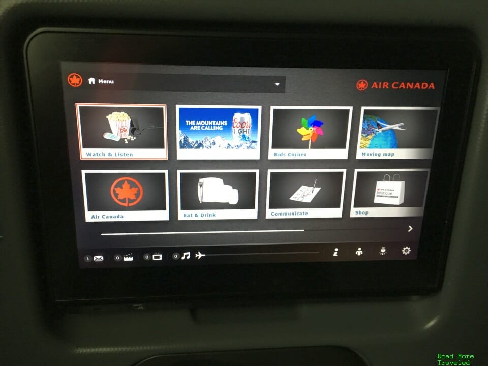 Air Canada B787-9 Premium Economy entertainment