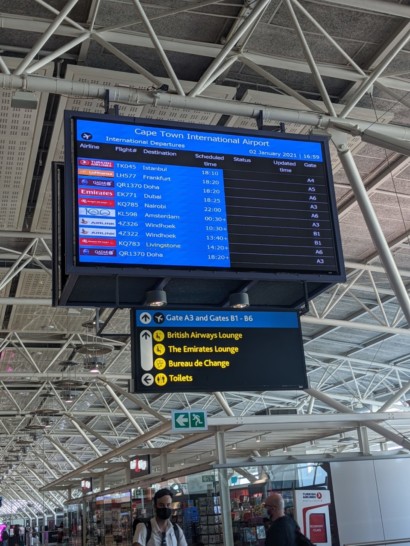 a screen with information and signs