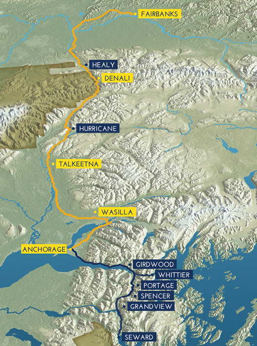 Alaska Railroad Denali Star Route Map