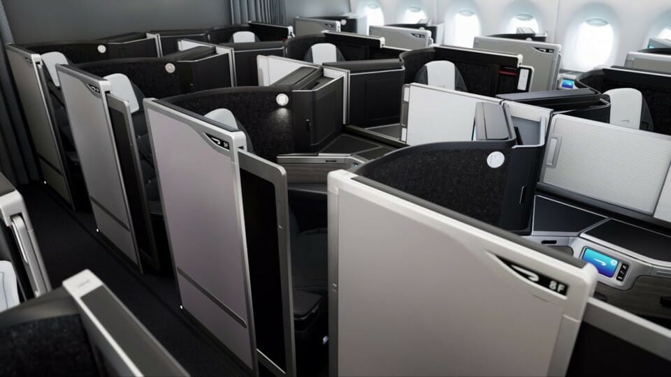 a group of cubicles in an airplane