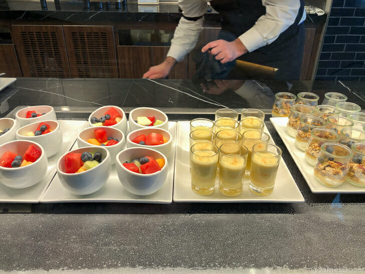 a table with different kinds of food on it