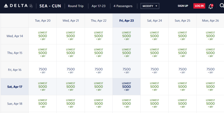 a screenshot of a flight schedule