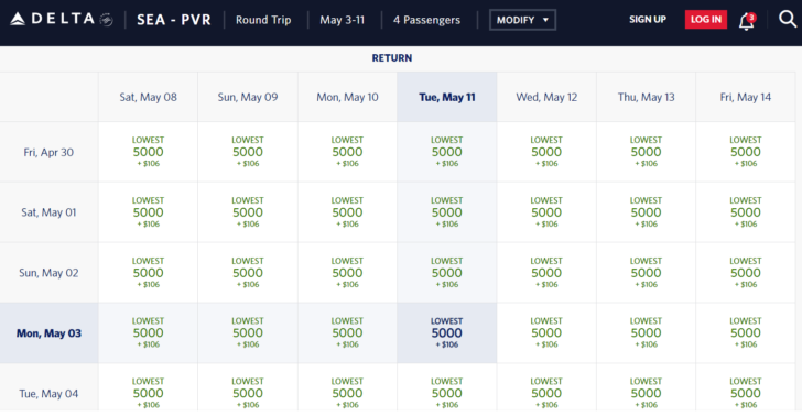 a screenshot of a flight schedule