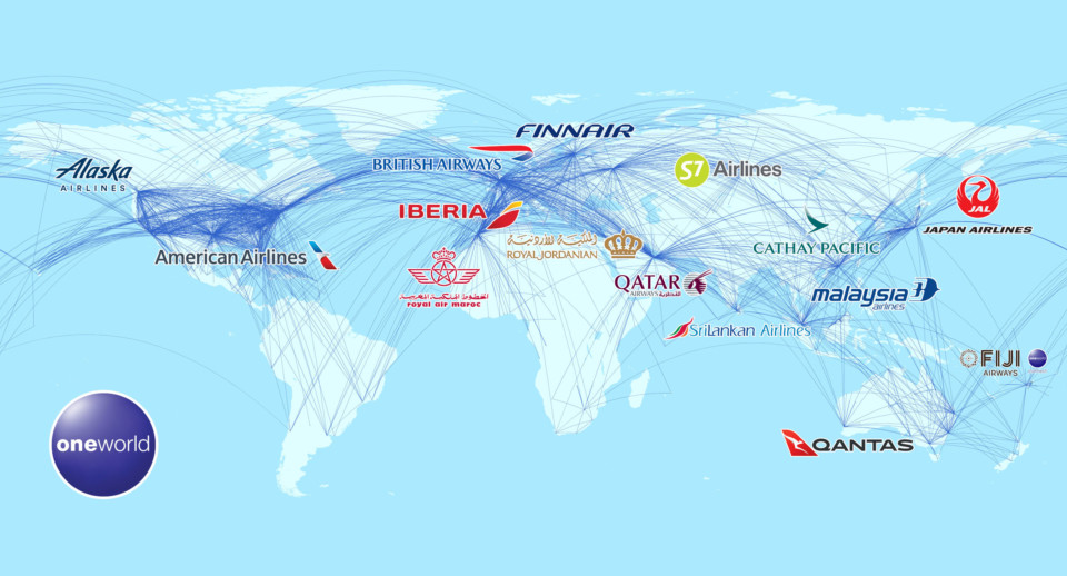 a map of the world with different airlines