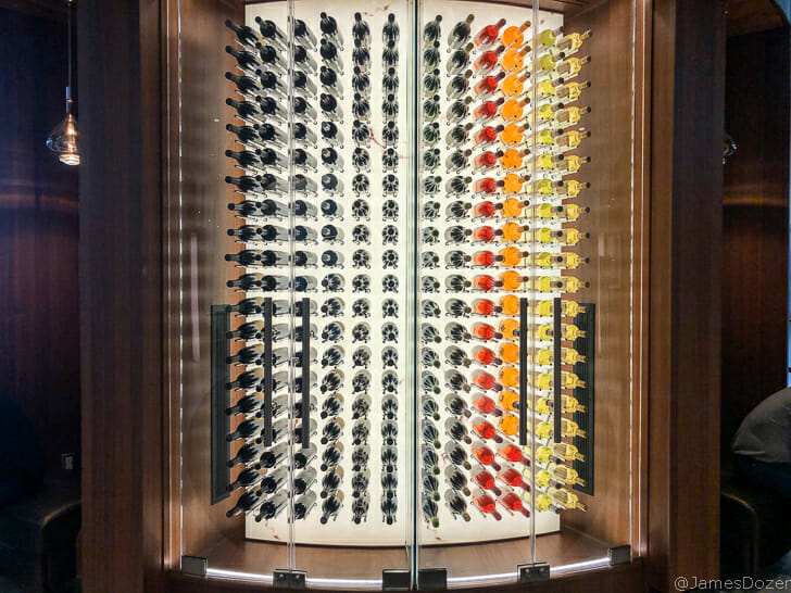 a display of wine bottles