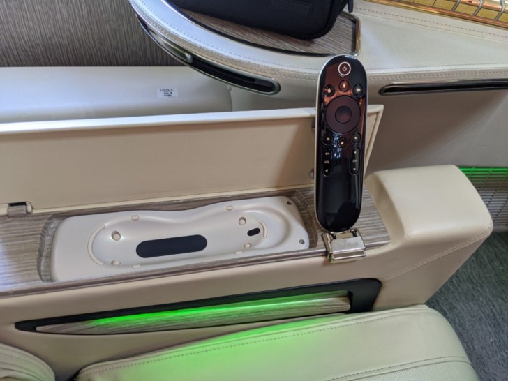 a remote control on a seat