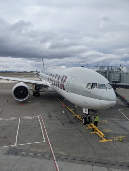 a plane parked on a tarmac