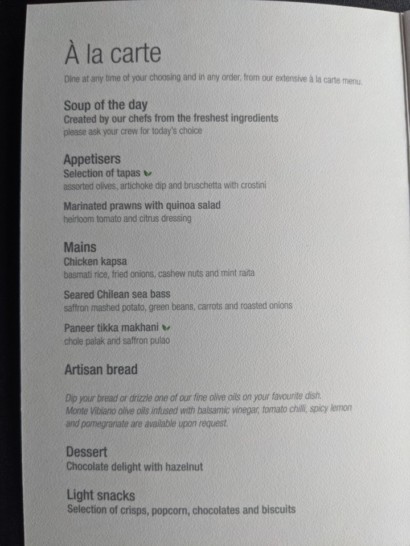 a menu of a restaurant