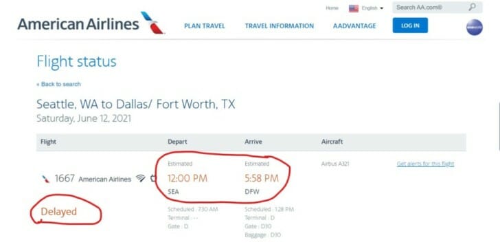 a screenshot of a flight schedule