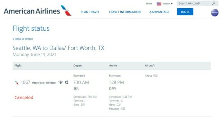 a screenshot of a flight schedule