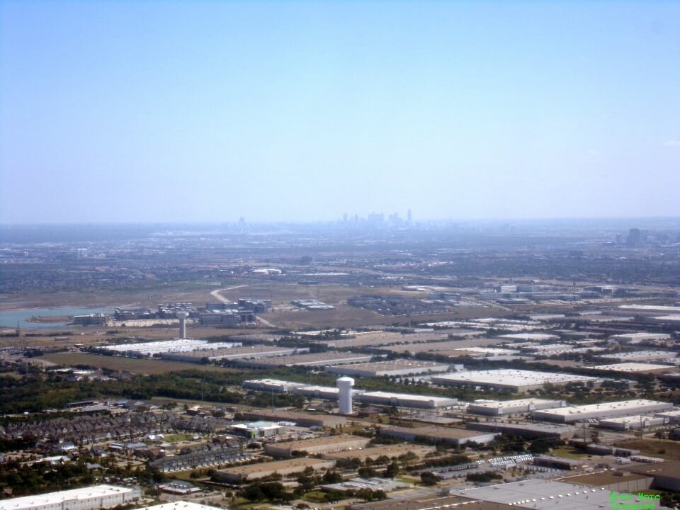 Downtown Dallas on approach to DFW