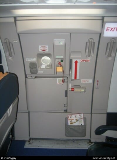 an airplane door with a door open