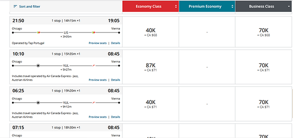 Aeroplan ORD-VIE