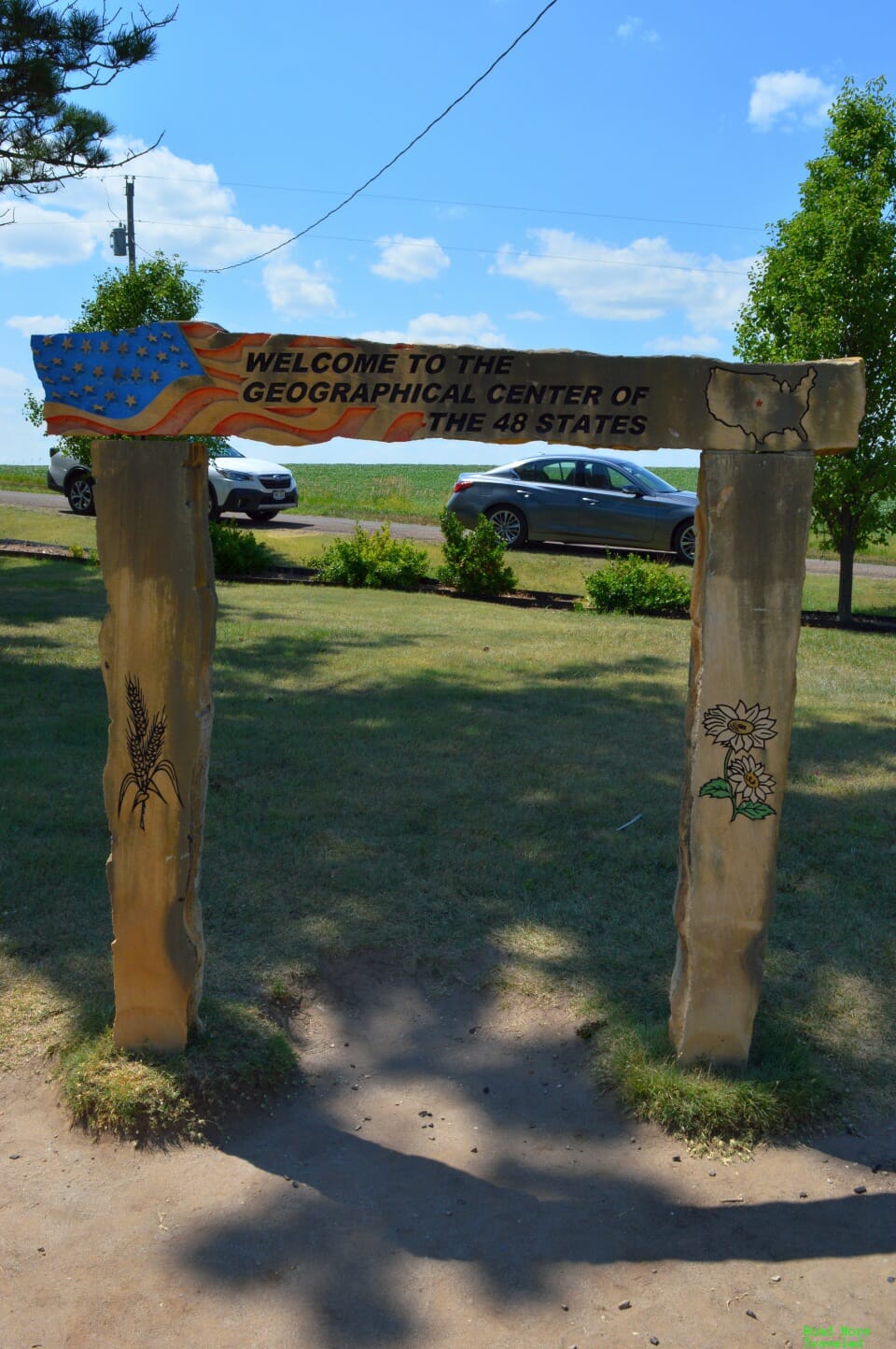 Journey to the Center of the USA - welcome sign, Lebanon, KS