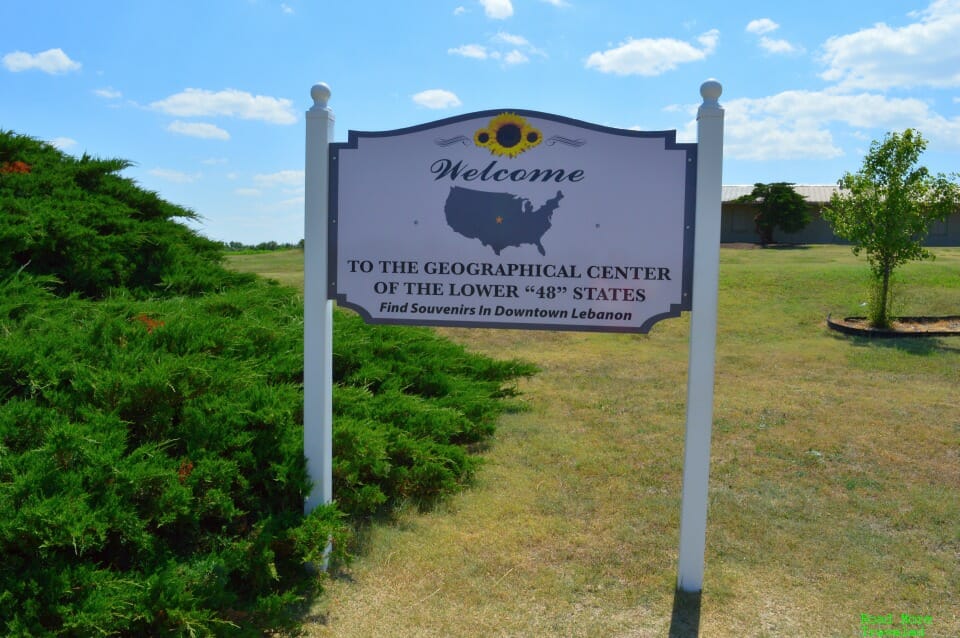 Center of USA monument sign, Lebanon, KS