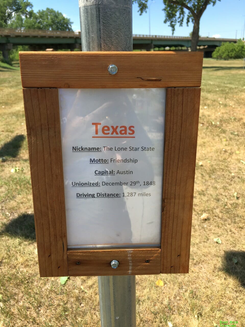 Texas state facts at Center of the Nation memorial