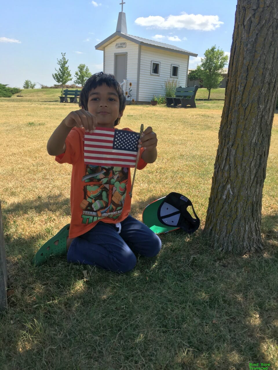 Posing with an American flag again