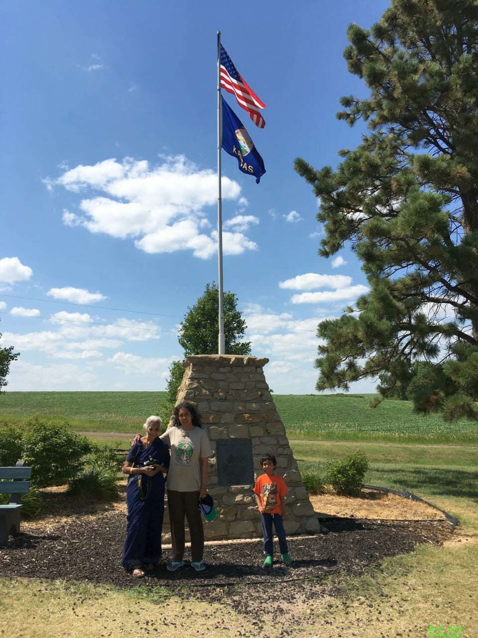 Journey to the Center of the USA - family photo at 48 states center in Kansas