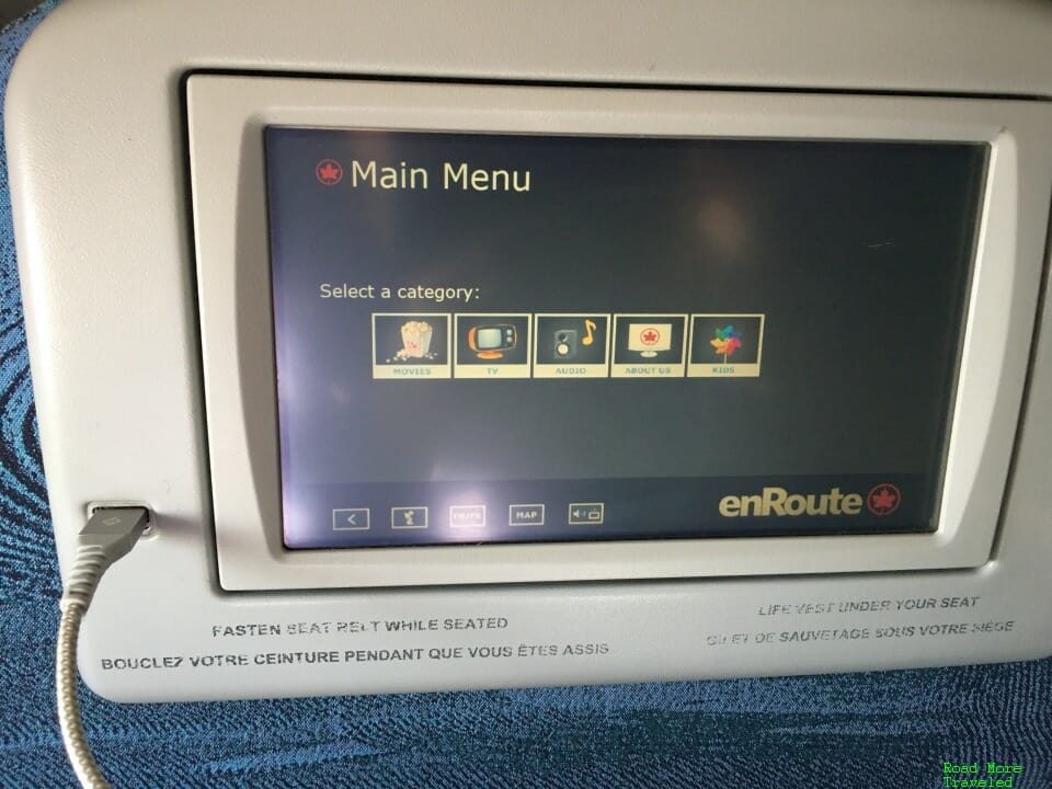 Air Canada E175 Business Class - enRoute entertainment system