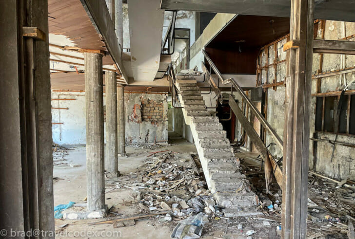 a staircase in a building