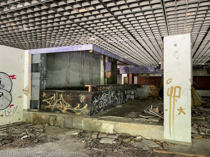 a room with graffiti on the walls