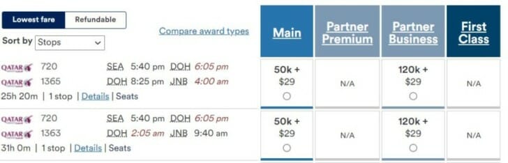 a screenshot of a flight schedule