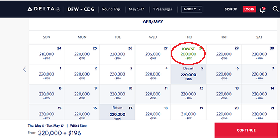 SkyMiles DFW-CDG Apr-May 22