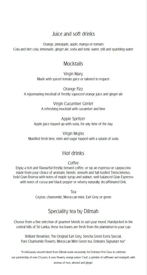 a menu of a restaurant