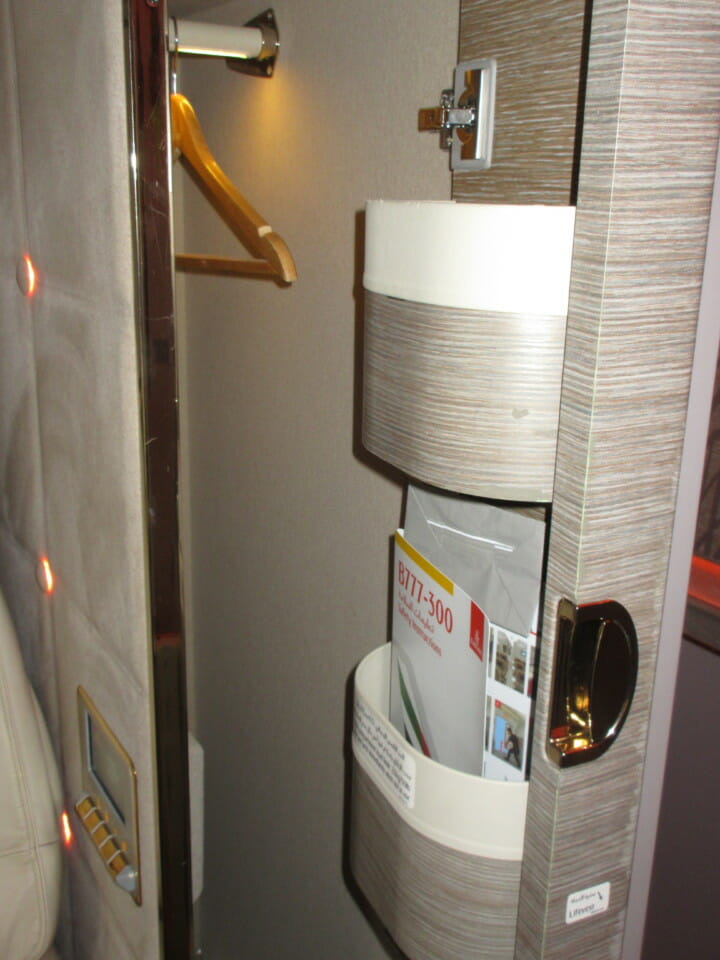a door with a paper bag in it