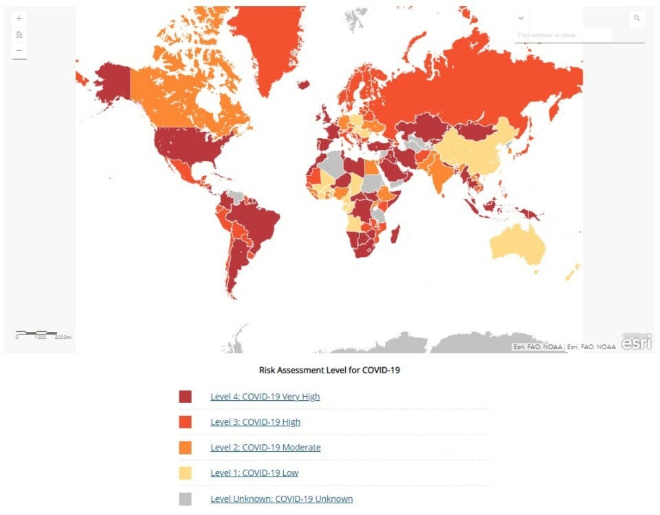 a map of the world with different colored squares