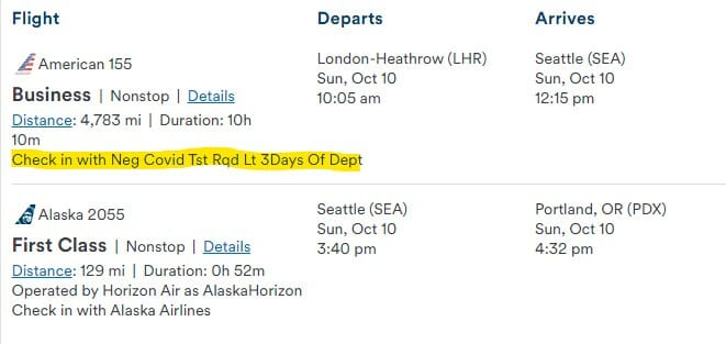 a screenshot of a flight schedule