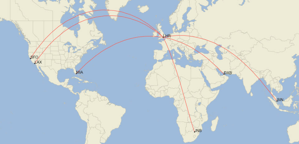 a map of the world with red lines