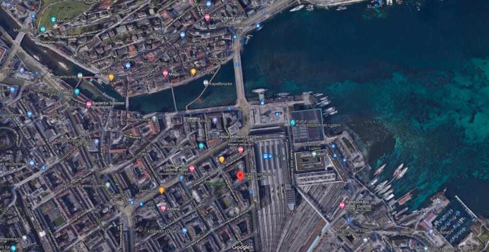 a map of a city with water and boats