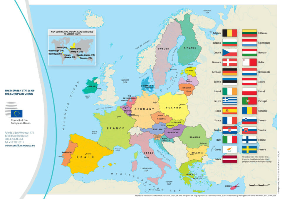 a map of europe with different countries/regions