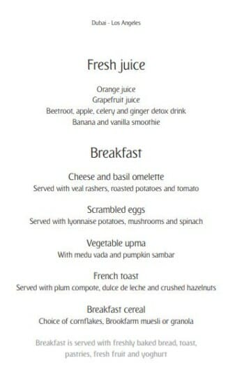 a menu of a breakfast