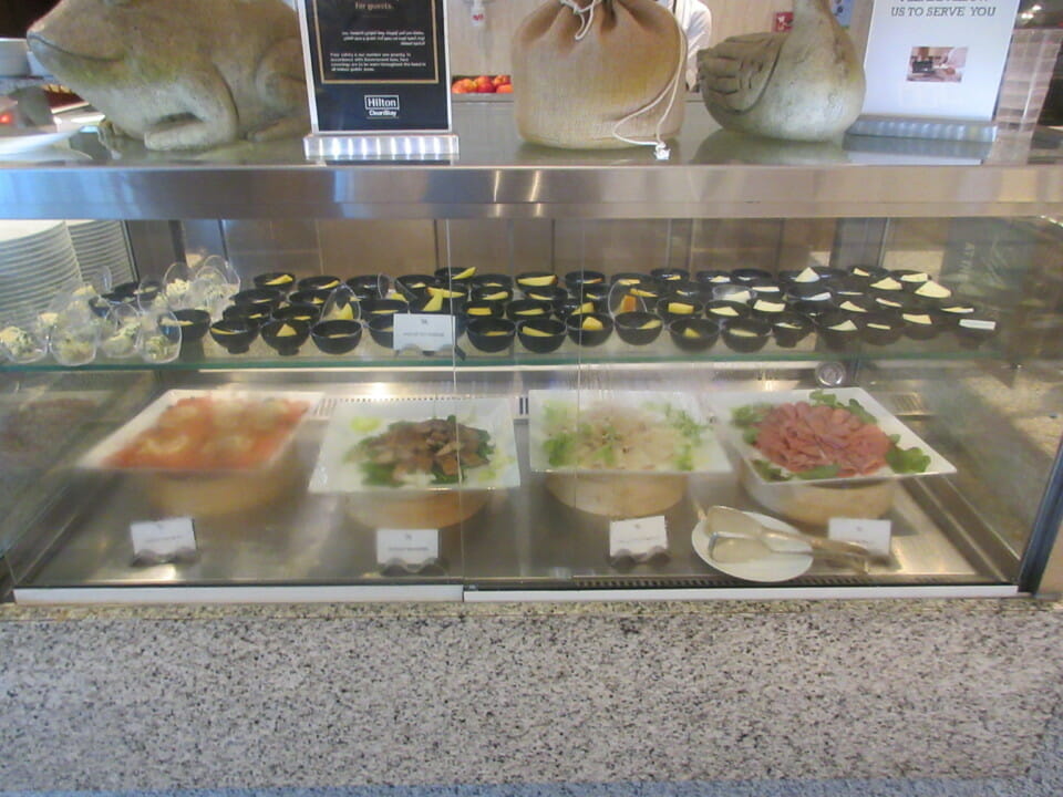 a display case with food on it