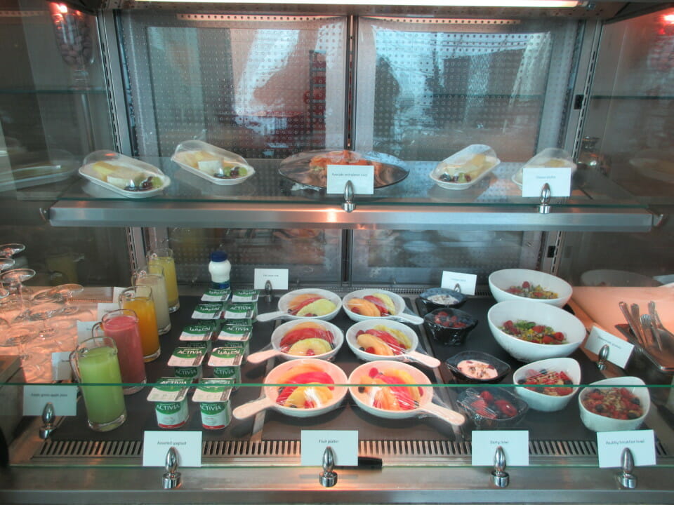 a display case with food on it
