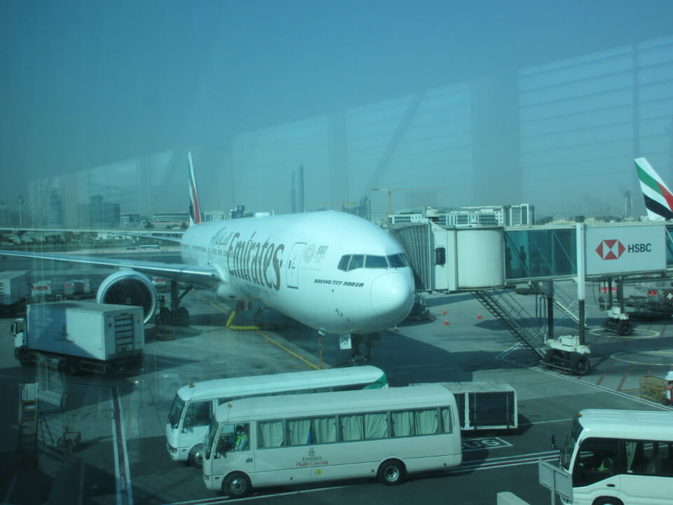 a plane parked at an airport