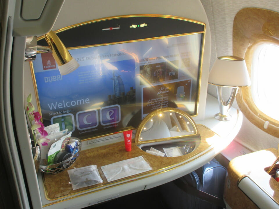 a screen on a table in a plane