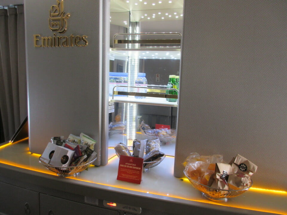 a display case with food in it