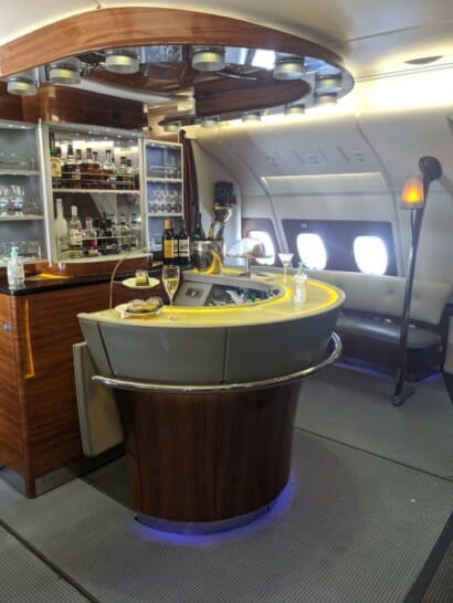 a bar in an airplane