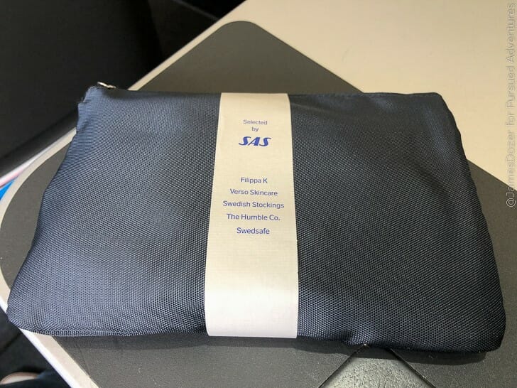 a black bag with white label on it