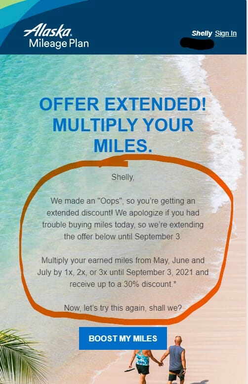 Alaska Airlines BOOST Miles Discounted Purchase Ends Tonight